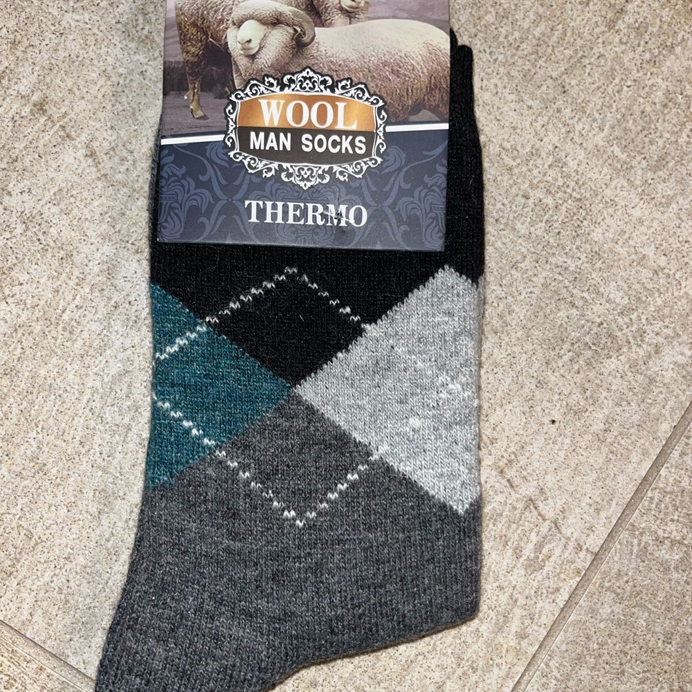 Thermo Wool Men's Angora Socks - Black, Gray, Teal